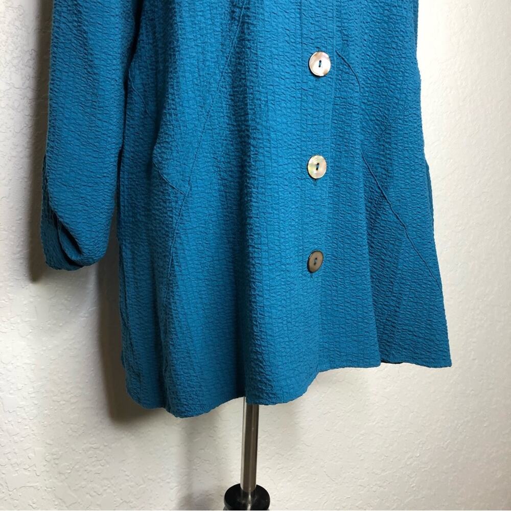 Soft Surroundings Marianna peacock teal blue button down tunic top Small NWT - Picture 3 of 13